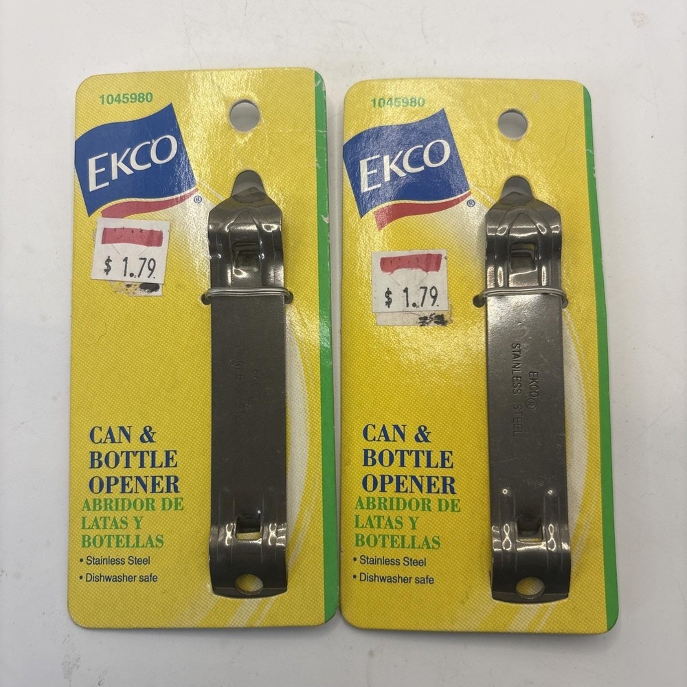 2x Vintage 2001 EKCO Can & Bottle Opener NOS 1045980 Stainless Steel